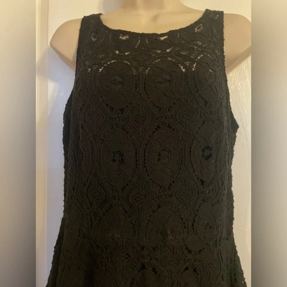 BB Dakota Black Floral Lace Sleeveless Fit and Flare Dress Womens 8 Party Staple